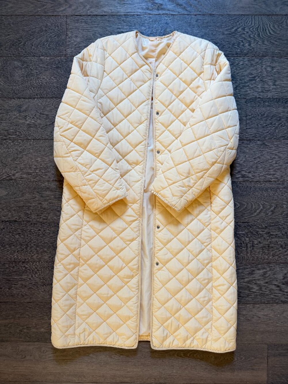 & Other Stories Butter Yellow Duvet Coat Quilted Midi Maxi NWOT Sz 6